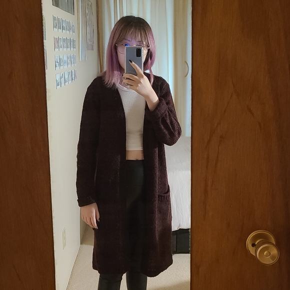 Long chunky maroon cardigan - Picture 2 of 4